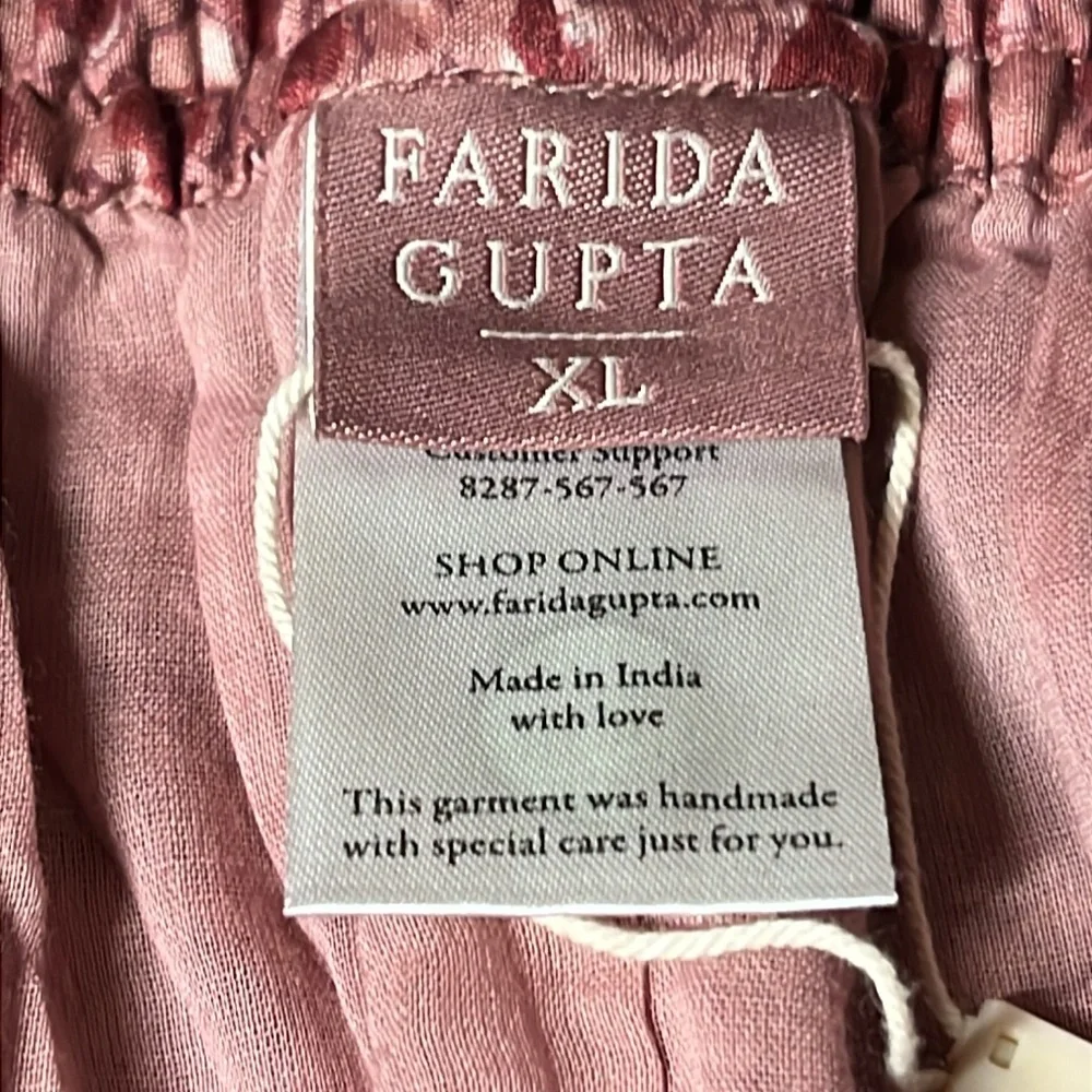 Farida Gupta Pink Patterned Pants XL - Picture 2 of 8
